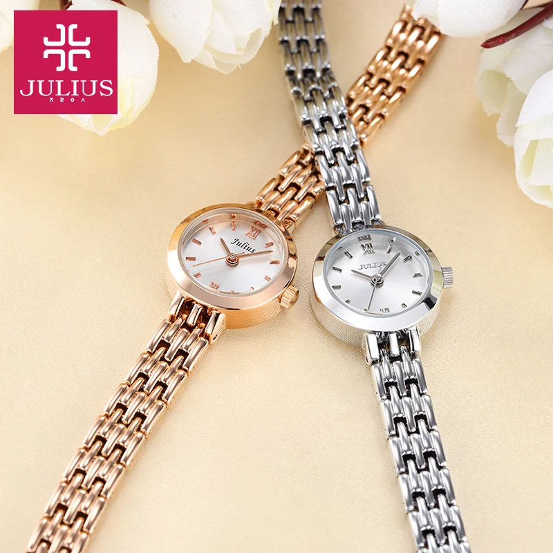 20 мм мини золотые женские часы Япония кварцевые часы модные женские маленькие часы браслет цепь простой подарок на день рождения девушки Юлий коробка