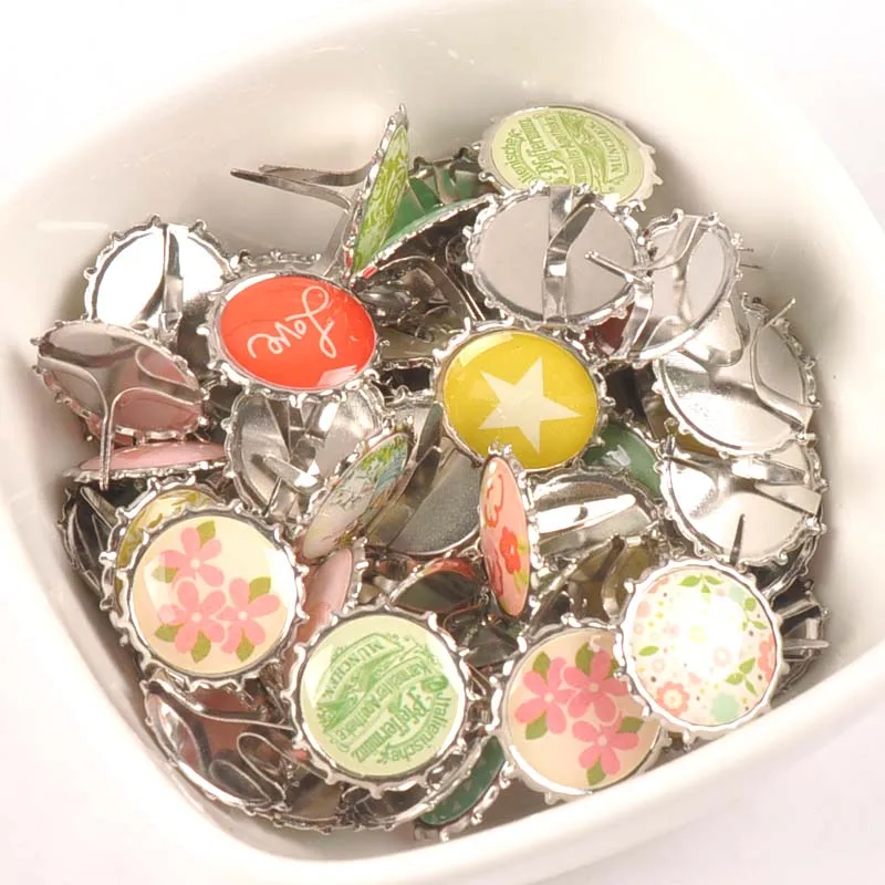 

Mixed Pattern Round Metal brads scrapbooking embellishment For DIY Craft Accessories home Decoration 20pcs 15x10.9mm c2579