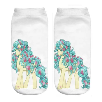 

Long hair of flowers cartoon Unicorn 3D digital print socks 2018 NEW dropshipping