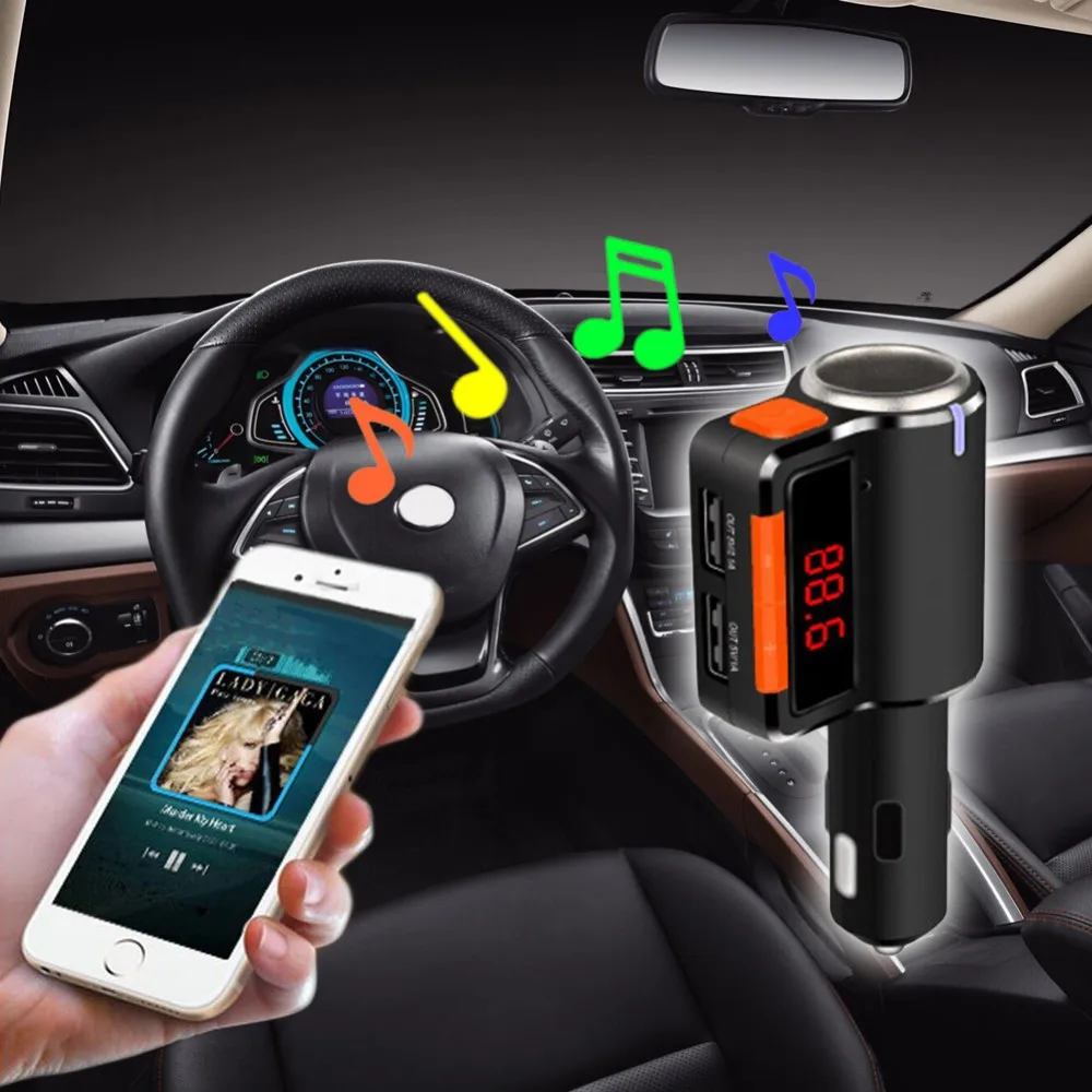 Dual USB Car Charger Bluetooth Handsfree Car Kit MP3 FM Transmitter w