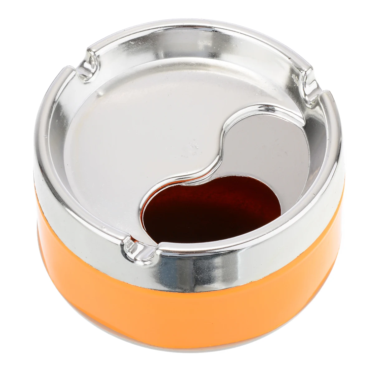 1pc New Detachable Lid Stainless Steel Cigarette Ashtray  Silver Orange Cigarette Ashtray For Smokers Desktop Smoking Ash Tray