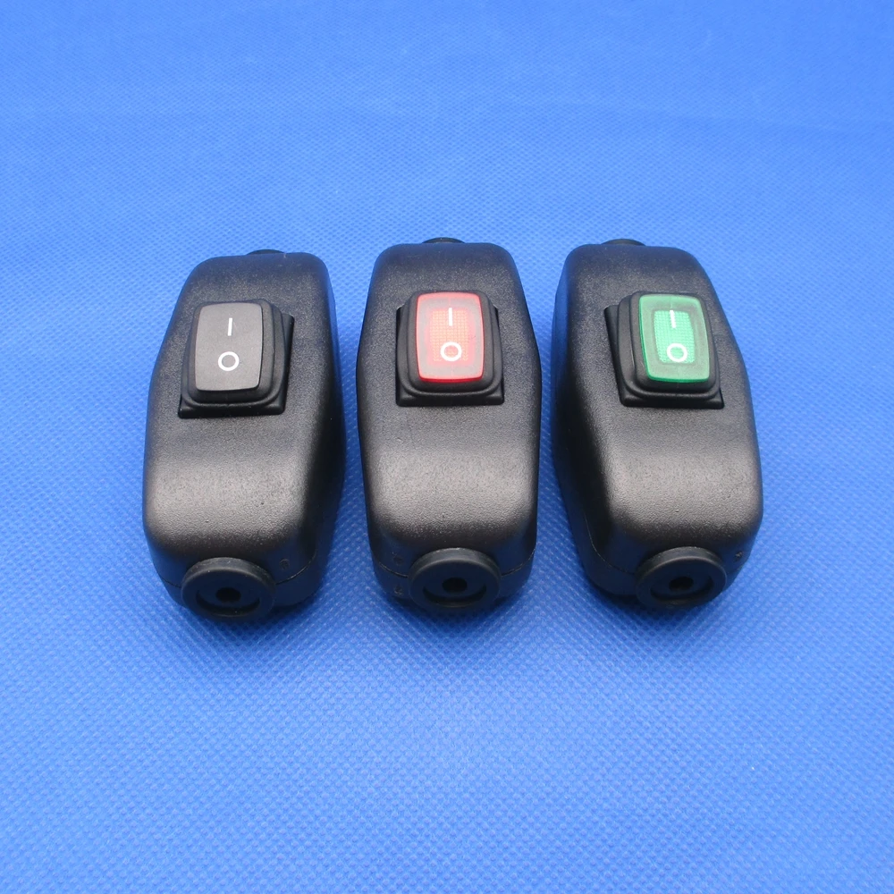 

1pcs in line waterproof switch on off Cord Cable midway rocker switch with Indicator Light Bedside Lamp switche 6A250V 10A125V