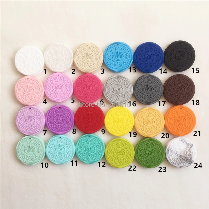 10PCS BPA Free Silicone Cookie Pendant Teether Baby Biscuit Pacifier Dummy Teething Chewable Pendant Nursing Necklace Jewelry