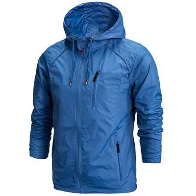 TACVASEN непромокаемая куртка для мужчин, водонепроницаемая походная куртка, Солнцезащитная верхняя одежда, ветрозащитная летняя куртка для скалолазания с карманом - Цвет: Blue