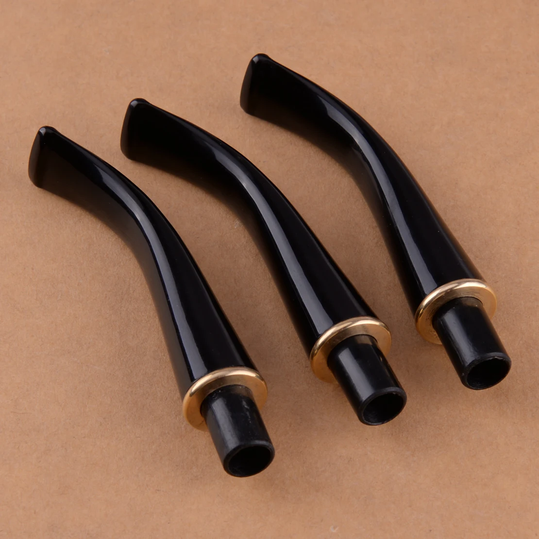 New 2 pcs Black Ebonite vulcanizates mouthpieces Stem For Tobacco Smoking pipe