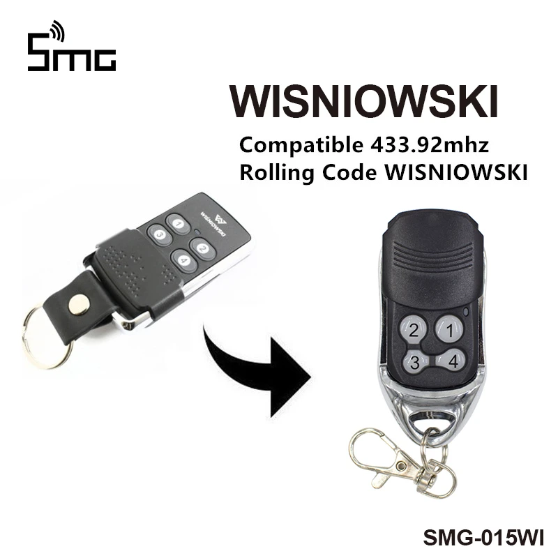 WISNIOWSKI Remote Control 433MHz 4CH Rolling Code Gate Opener For Garage Door 433.92 electric door lock for main gate