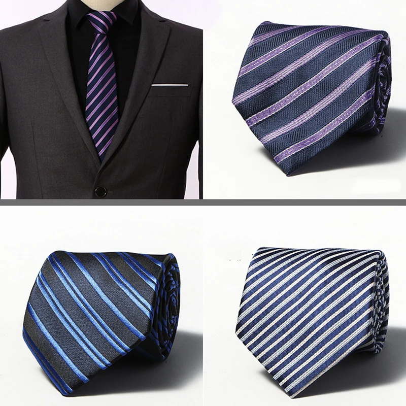 В полоску жаккардовые новый бренд 8 см шелковые галстуки Для мужчин s шеи галстук Полосатые Галстуки для мужской свадебный костюм Бизнес