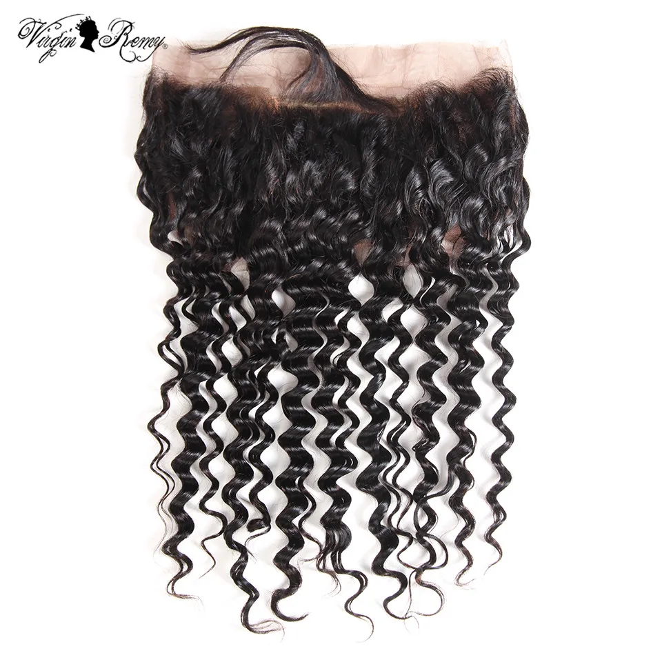 360 Lace Frontal Closure Pre Plucked With Baby Hair Brazilian Deep Wave 360 Lace Frontal Natural Color Queen Virgin Remy Hair
