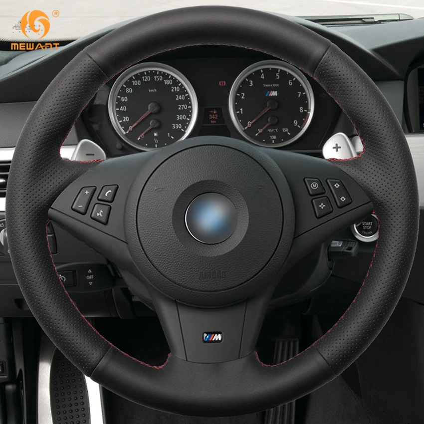 Черная крышка рулевого колеса автомобиля из натуральной кожи для BMW E60 530i E63 E64 635D аксессуары