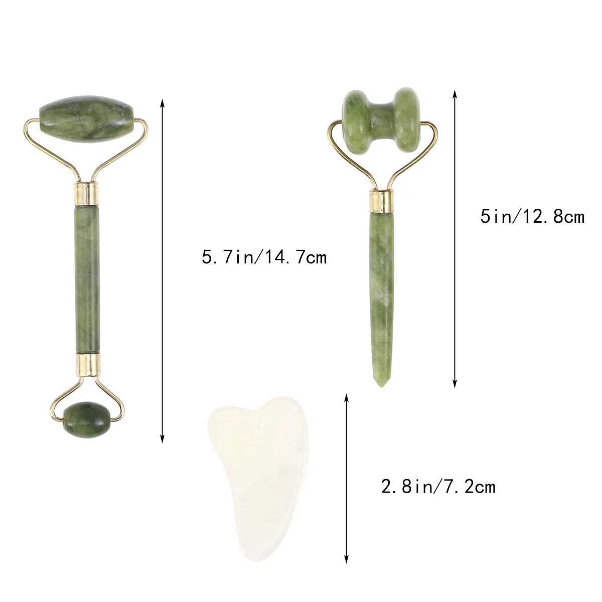 3pcs Facial Massage Jade Roller Face Neck Natural Stone Health Care Body Jade Gua Sha Board Beauty Tool Set