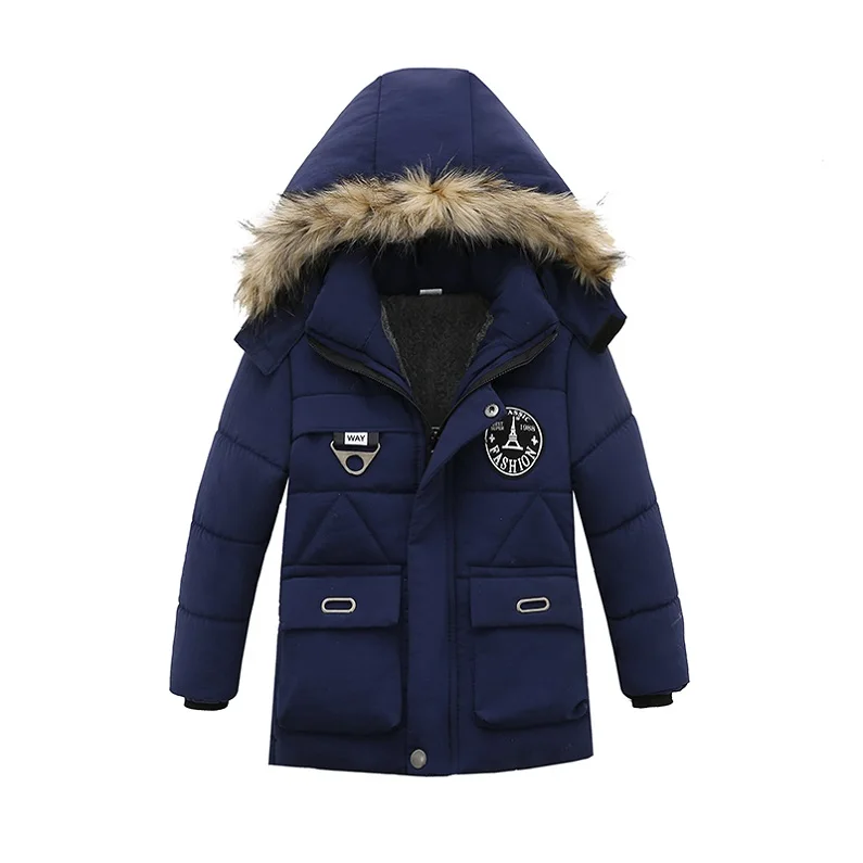 Модная зимняя куртка для детей 1-4 лет теплое пальто с капюшоном для новорожденных мальчиков плотная куртка из шелкового хлопка - Цвет: as picture