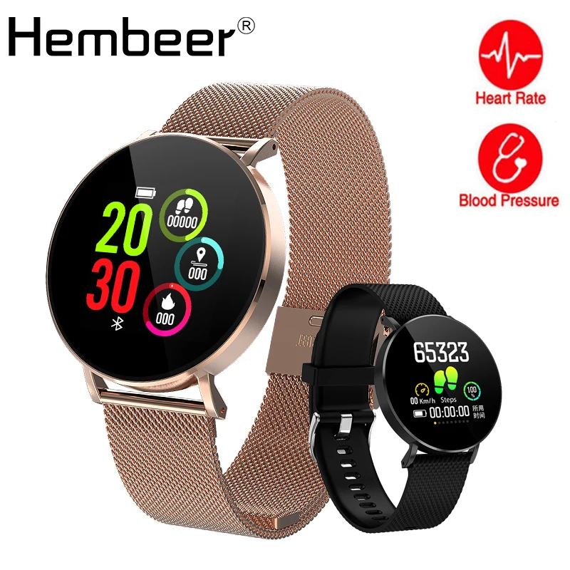 

Hembeer Women Smart watch Golden Silver Black Color Screen Men Fitness Sport Watches Blood Pressure Monitor for IOS Androidi