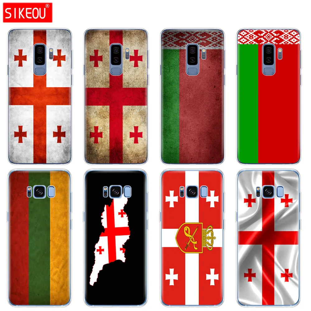 

silicone case for Samsung Galaxy S9 S8 S7 S6 edge S5 S4 S3 PLUS phone cover Georgia Grunge Flag
