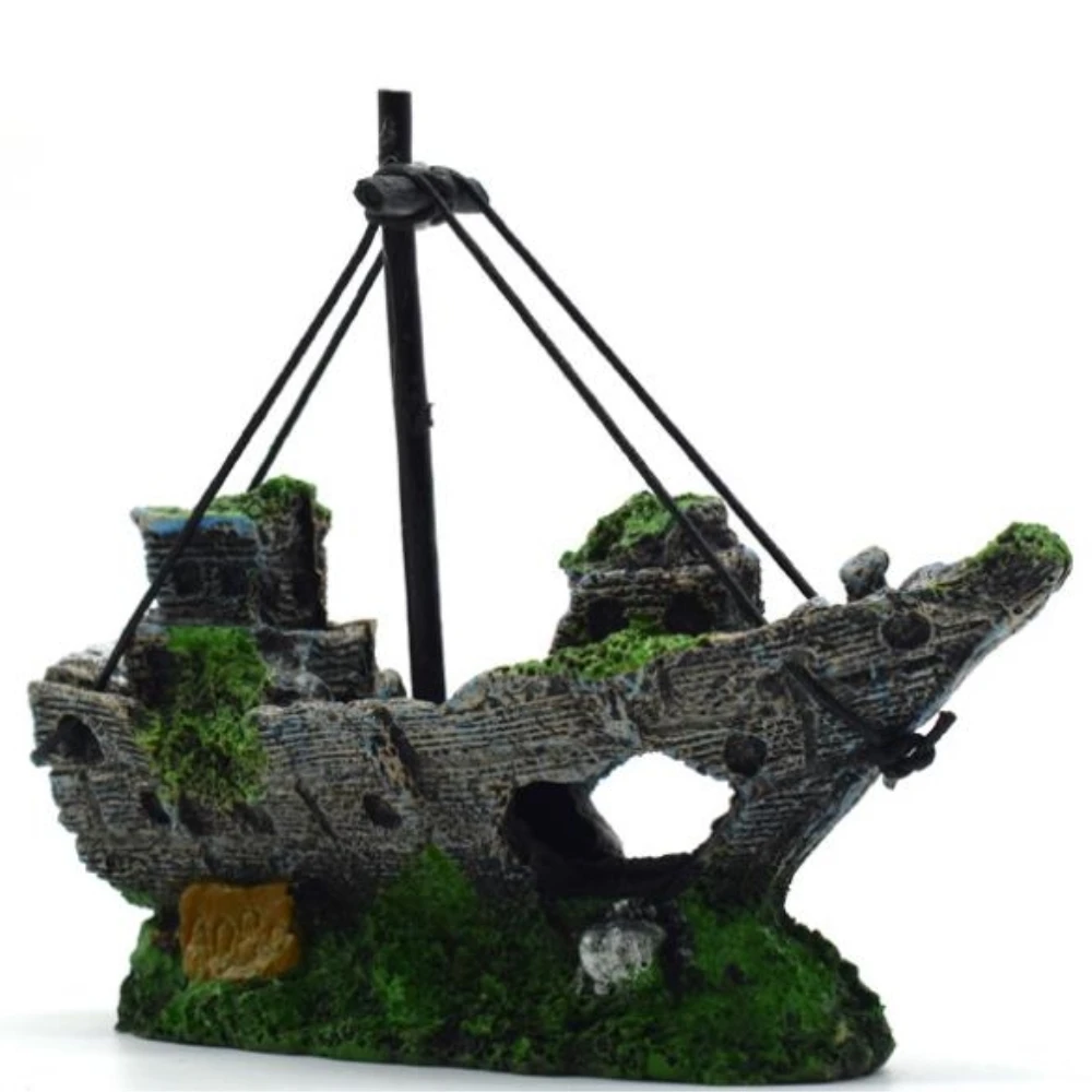 

Resin Pirate Boat Decor Aquarium Landscaping for Fish Tank Ornament Wreck Decoration Boat Landscap Decors