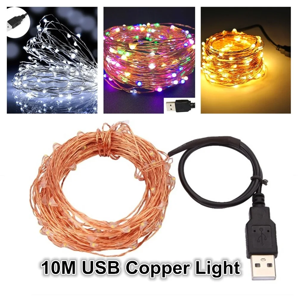 Factory Directly 5M 10M LED USB Copper Wire String Light USB Connector