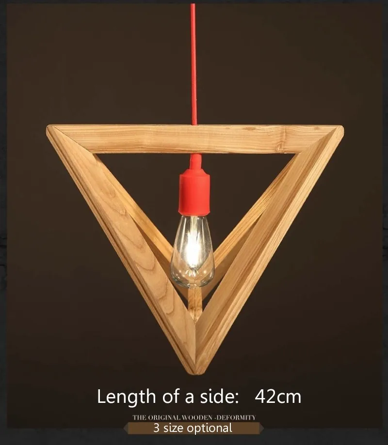 Simple OAK Wooden Rectangle Pendant Lights Hanging Wood Creative Pendant Lamps Dinning Room Restaurant Retro Fixtures Luminaire