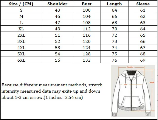 Size Chart for Hoodies_