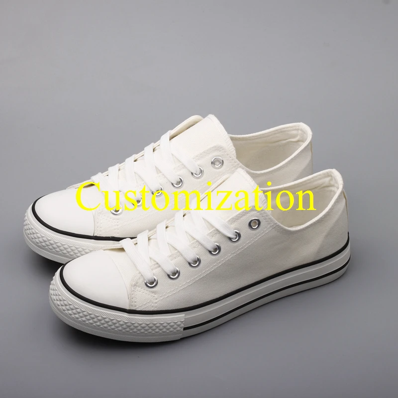 

Customization Printed Adults Casual Canvas Shoes Spring Autumn Lace-up Solid Color Flats Tenis Espadrilles Designer Couple Shoes
