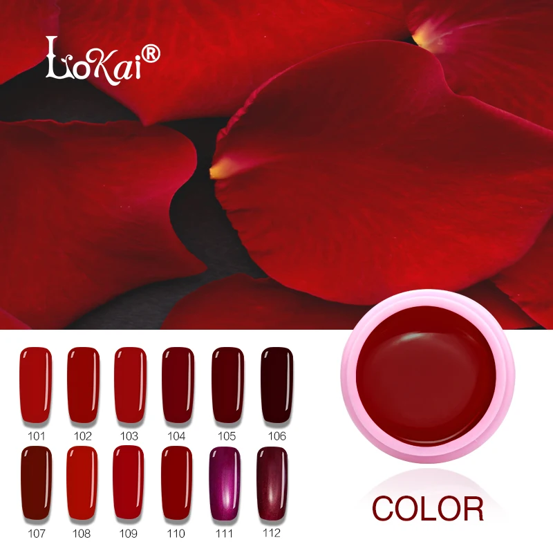 

2018 New 6ml/box Lokai Nail Polish Lacquer UV LED Lamp Drying Dark Red Series Soak-off Gel Nail LED UV Gel Top Base Coat Needed