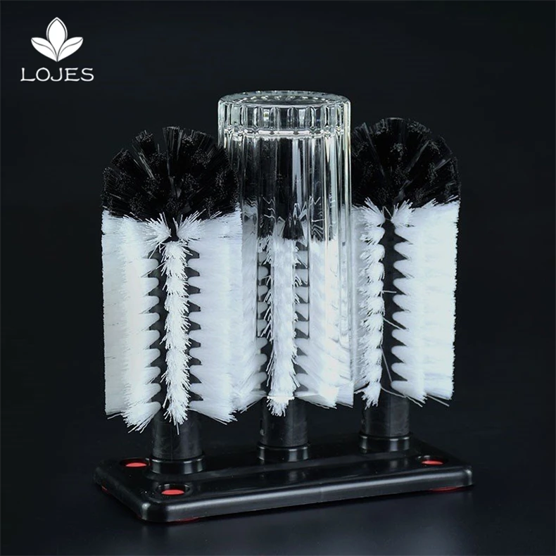 energy efficient cup brush machine/hotel bar glass three head cup brush