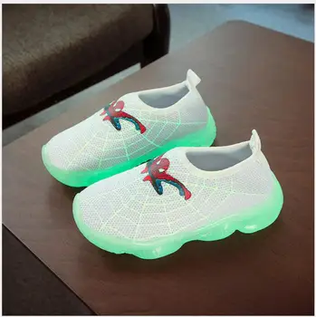 

Spring&Autumn Spiderman Children's Luminous Shoes For Boys Sneakers Slip-On Kids Casual Breathable Boys Kids fluorescen Shoes