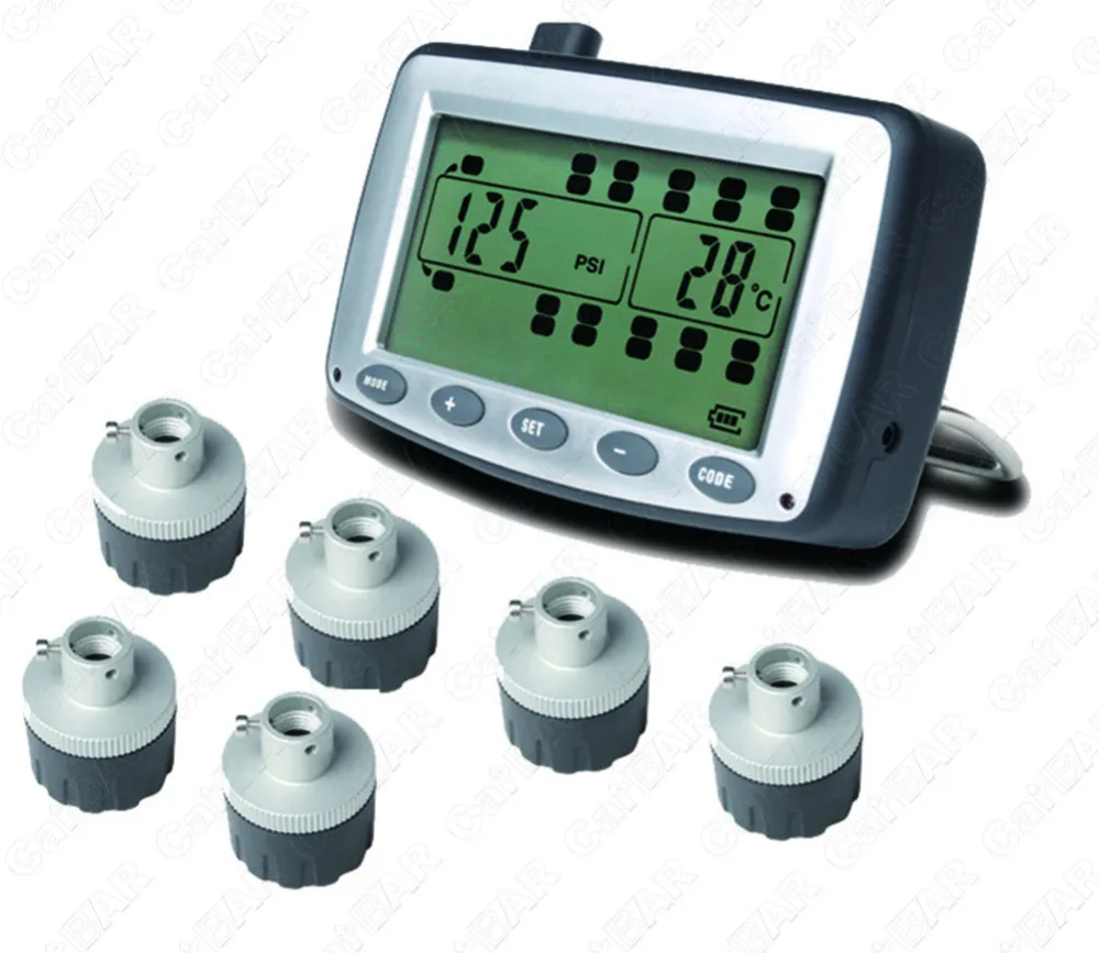 Tire Pressure Monitoring System TPMS for Truck &Trailer with External Sensors Support High Low Pressure Temperature Alarm CARBAR