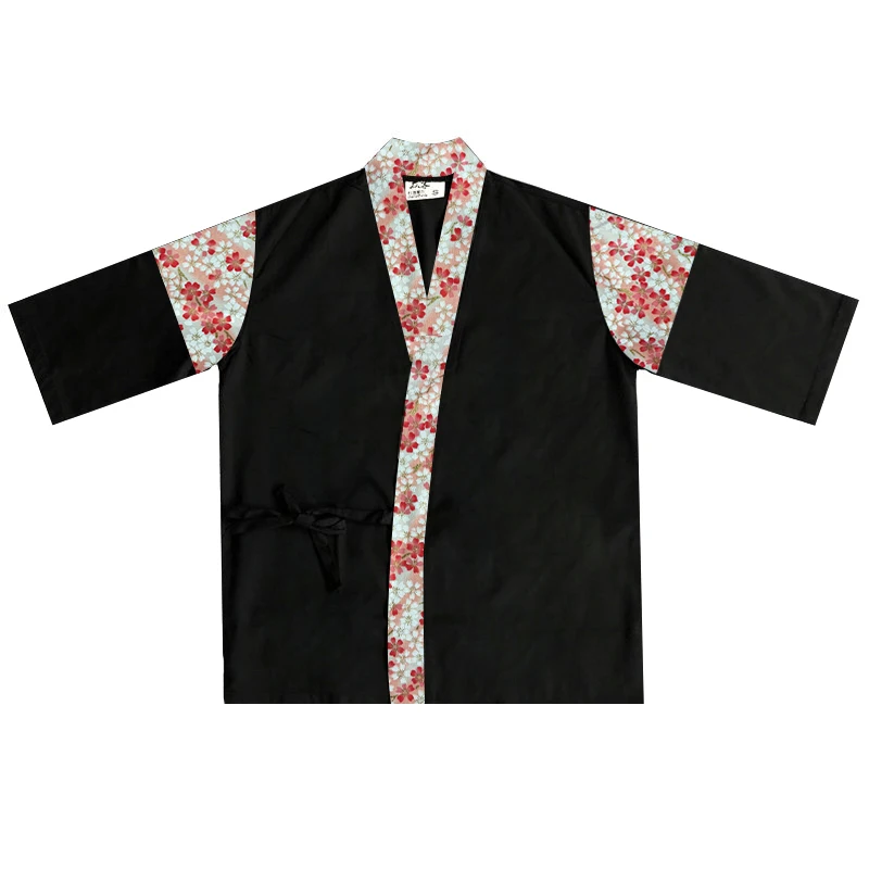 Japanese Chef Uniform Summer Unisex Print Overalls Hotel Canteen Kitchen Cooking Jacket Sushi Restaurant Waiter Kimono Shirt