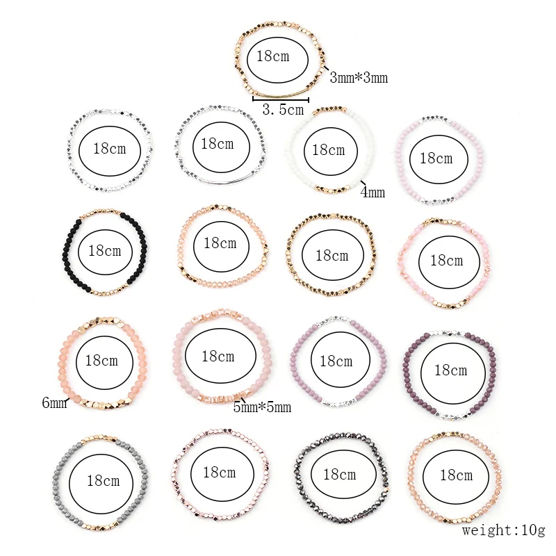 BOJIU Multicolor Crystal Strand Bracelets For Women Gold Acrylic Copper Beads Pink White Black Gray Crystal Bracelet Femme BC226 - Image 6