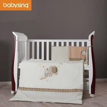 Baby Nursery Bedding Set Elephant Embroidery 100% Cotton Soft Toddler Bedding Quilt, Bumper Pad