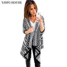 YJSFG домашний повседневный винтажный женский кардиган с длинным рукавом, куртка с неровным подолом, верхняя одежда, повседневное женское пальто, вязаные кардиганы