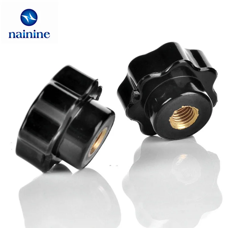 5Pcs M4 M5 M6 M8 Plum Bakelite Hand Tighten Nuts Handle Star Mechanical Black Thumb Nut HW083