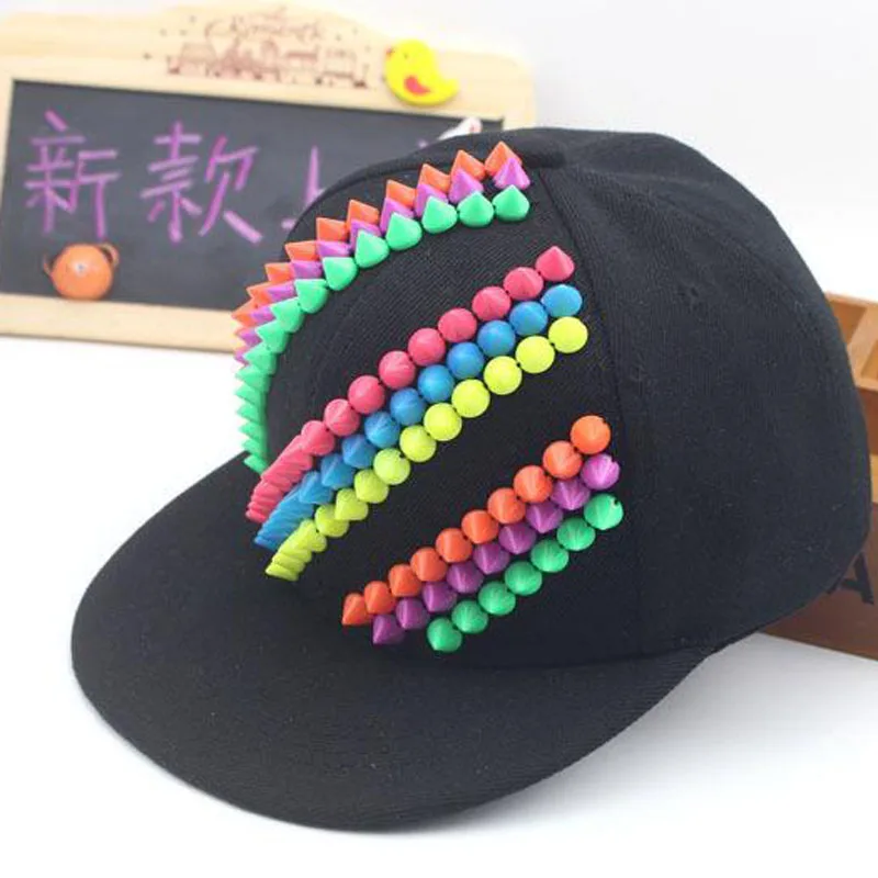 Candy Color Plastic Baseball Caps For Children Boy Rivet Punk Style Hip