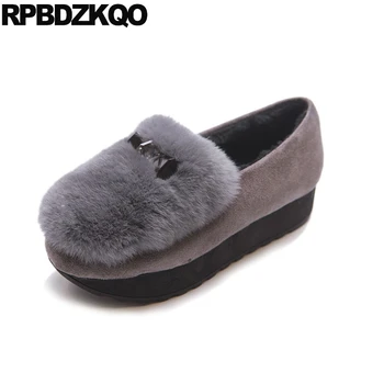 

crystal winter grey diamond fur casual women rabbit elevator creepers platform shoes thick sole muffin green rhinestone suede