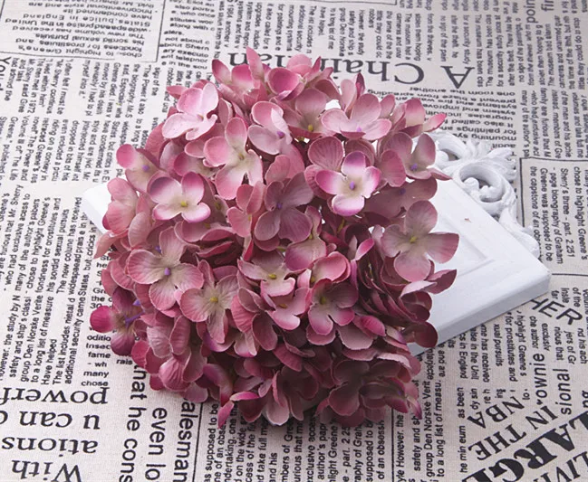 Моделирование Гортензия искусственные цветы DIY свадебные украшения стены шелковый цветок Семья фестиваль вечерние 11 вилка гортензии - Цвет: M