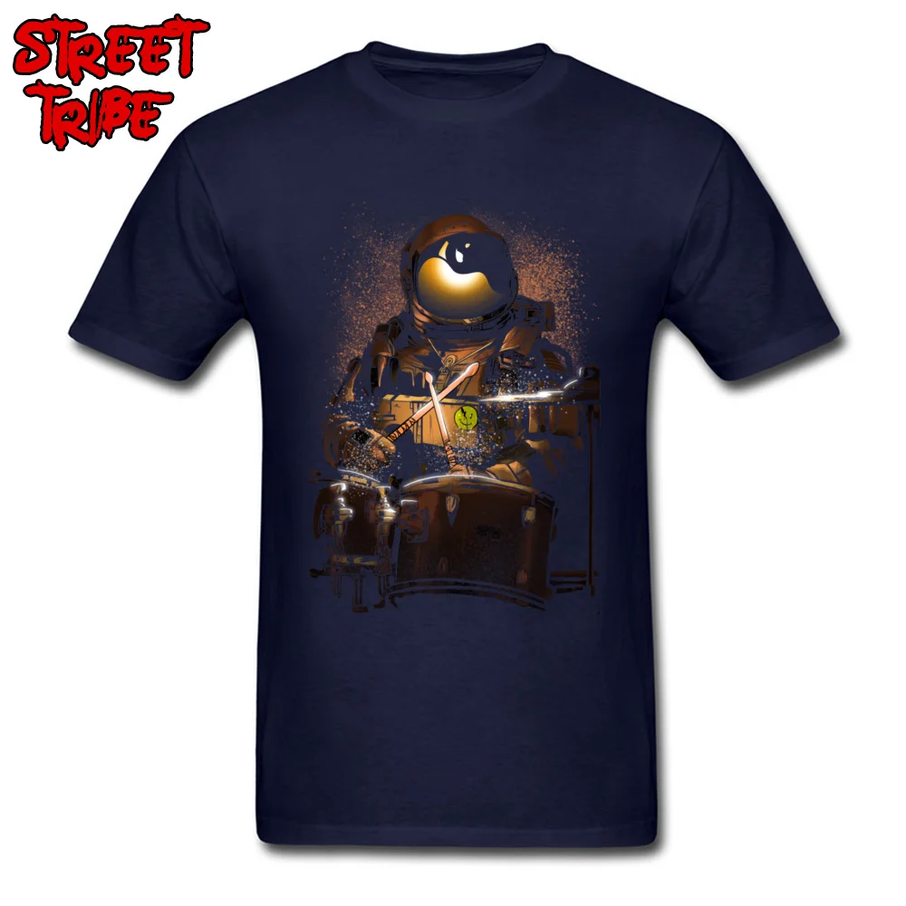 Men's New Coming comfortable Tops Shirt O Neck Summer Fall Cotton T Shirts cosie Short Sleeve astronaut space drummer Tee-Shirts astronaut space drummer navy