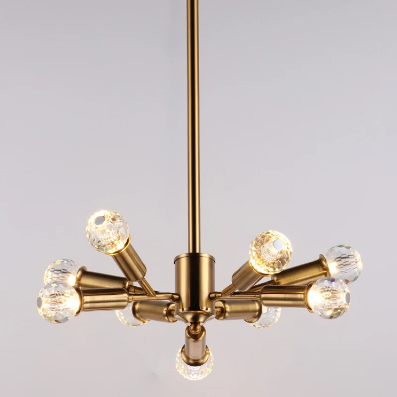 

Modern Gold Body 9 Heads Bedroom Led Pendant Lamps Crystal Lamp Parlor Chandeliers Lighting Corridor Luminaire Loft Deco 220V
