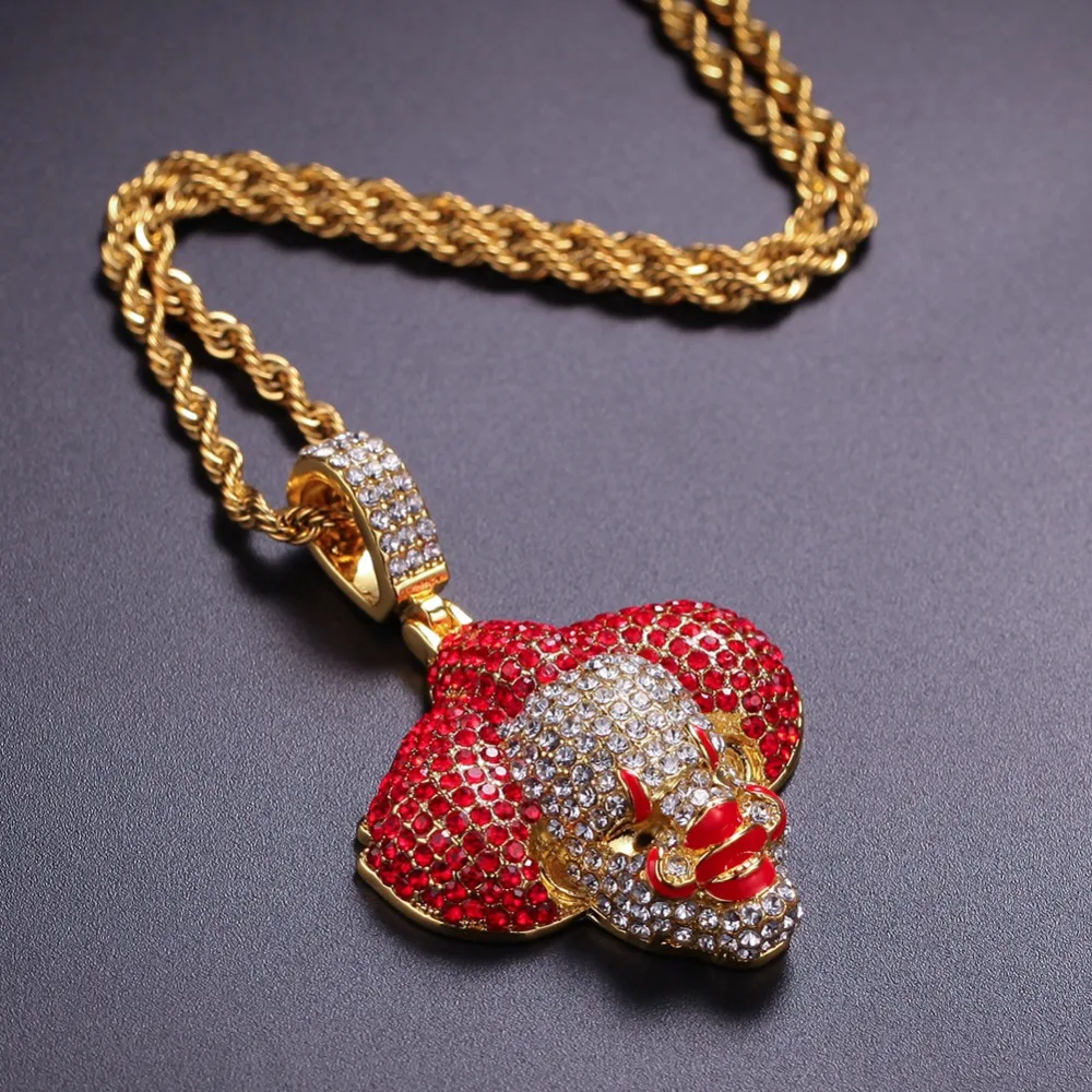 Men Hip Hop Ice Out Bling Clown Pendants Necklaces Fashion popular pendant necklace Hiphop Rapper Jewelry Gifts