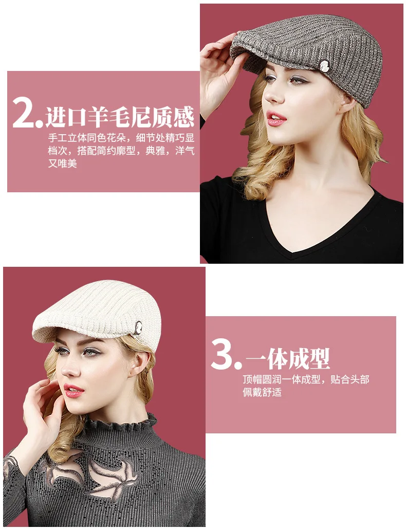 Новые женские козырек шапка, сезон осень-зима модная теплая Корейская версия Для женщин козырек Кепки женская уличная универсальная шапки для отдыха H6891