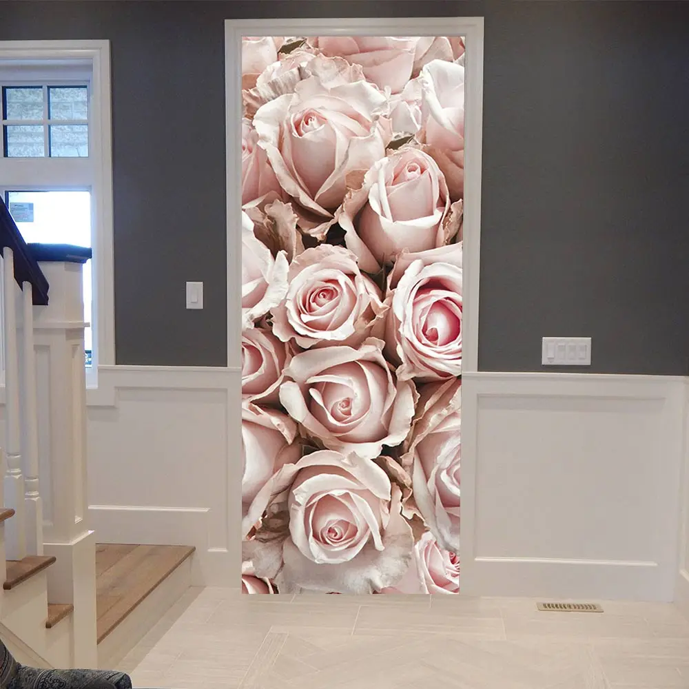 

3D Door Sticker Art Flowers DIY Door Sticker Self Adhesive Waterproof Wallpaper Home Decal Decals Decoration Paste Good Quality