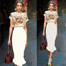 Летняя женская юбка-карандаш с высокой талией, винтажная юбка-русалка в горошек с оборками, миди юбки S-XXL