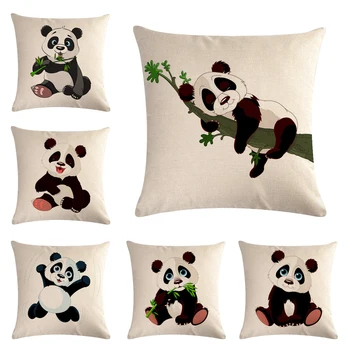 

45 * 45cm linen cushion cover cute Chinese national treasure Panda pattern pillow cover home and party decoration pillow cover