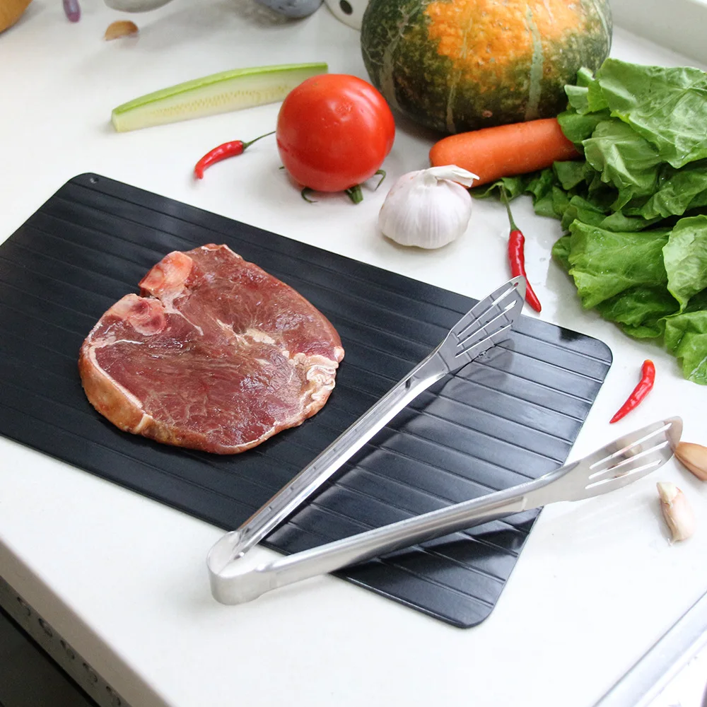 Magic Defrost Tray Thaw Frozen Food Meat Fruit Fast Defrosting Plate Board Black Safety Rapid Defrosting Meat Tray Kitchen Tool