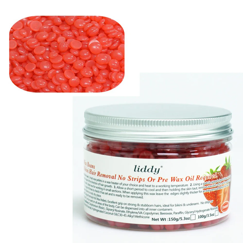 150g Strawberry flavor hard wax beans No Strip Depilatory Hot Film Hard