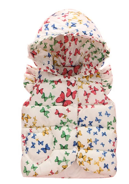 Sundae Angel/Детский жилет для маленьких девочек теплая верхняя одежда с капюшоном и принтом бабочки; пальто безрукавки; одежда для детей 2-6 лет - Цвет: As picture vest