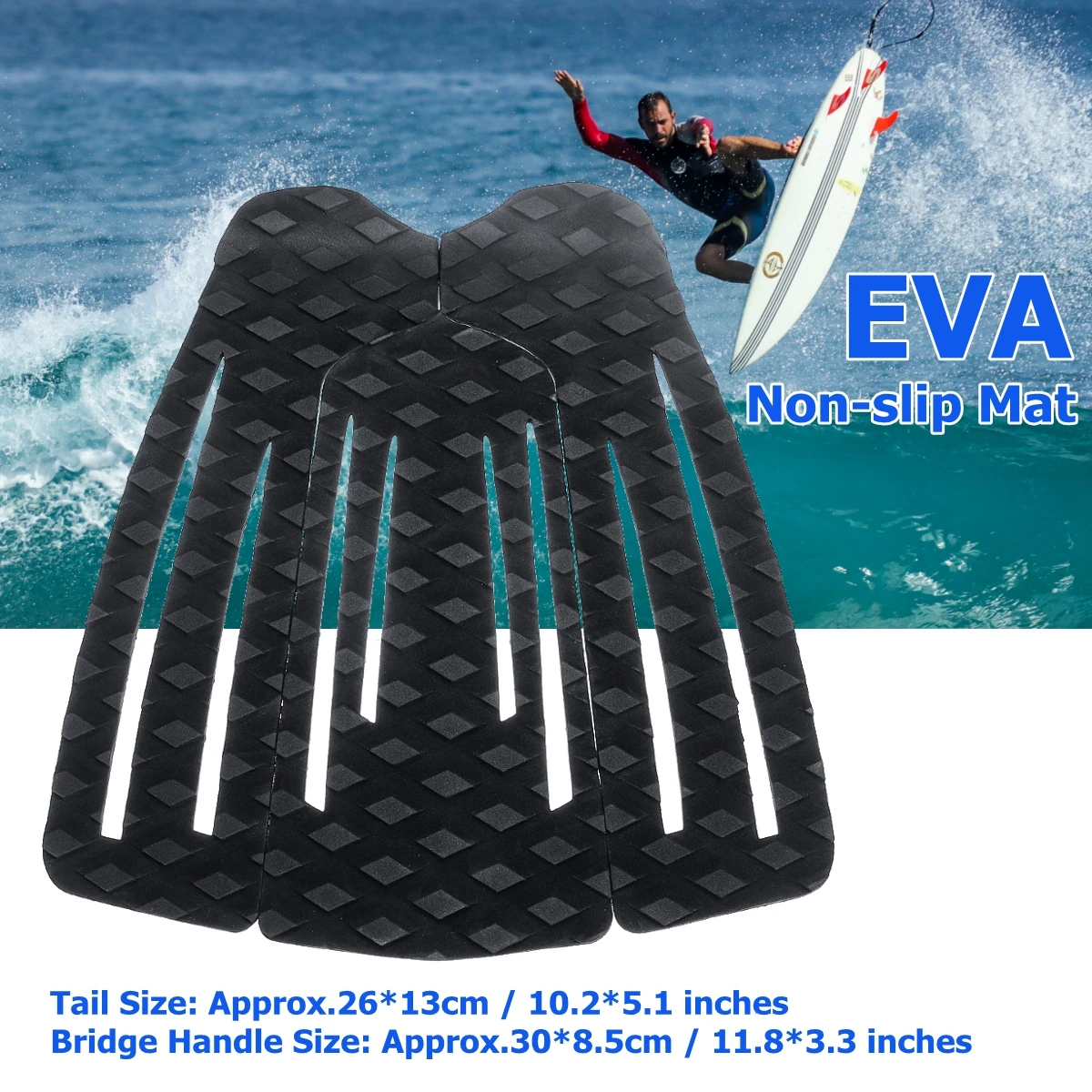 

3Pcs/Set EVA Surfing Pads Anti-Slip Traction Surfboard Pad Outdoor Water Sports Surfing Deck Grip Mat Anti-shock Surfboard Pads
