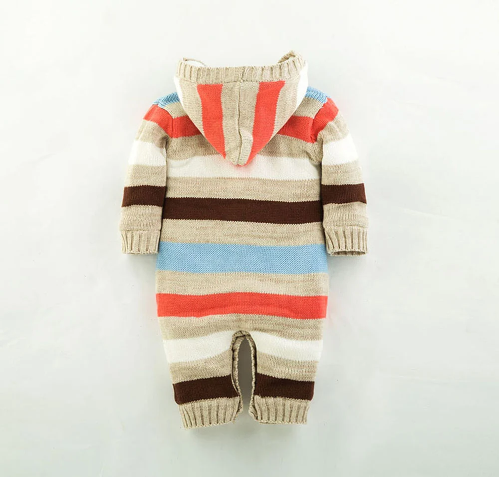Зимний комбинезон для новорожденных; детский вязаный комбинезон; цельнокроеный Детский костюм с длинными рукавами; Разноцветные свитера унисекс; CL0492