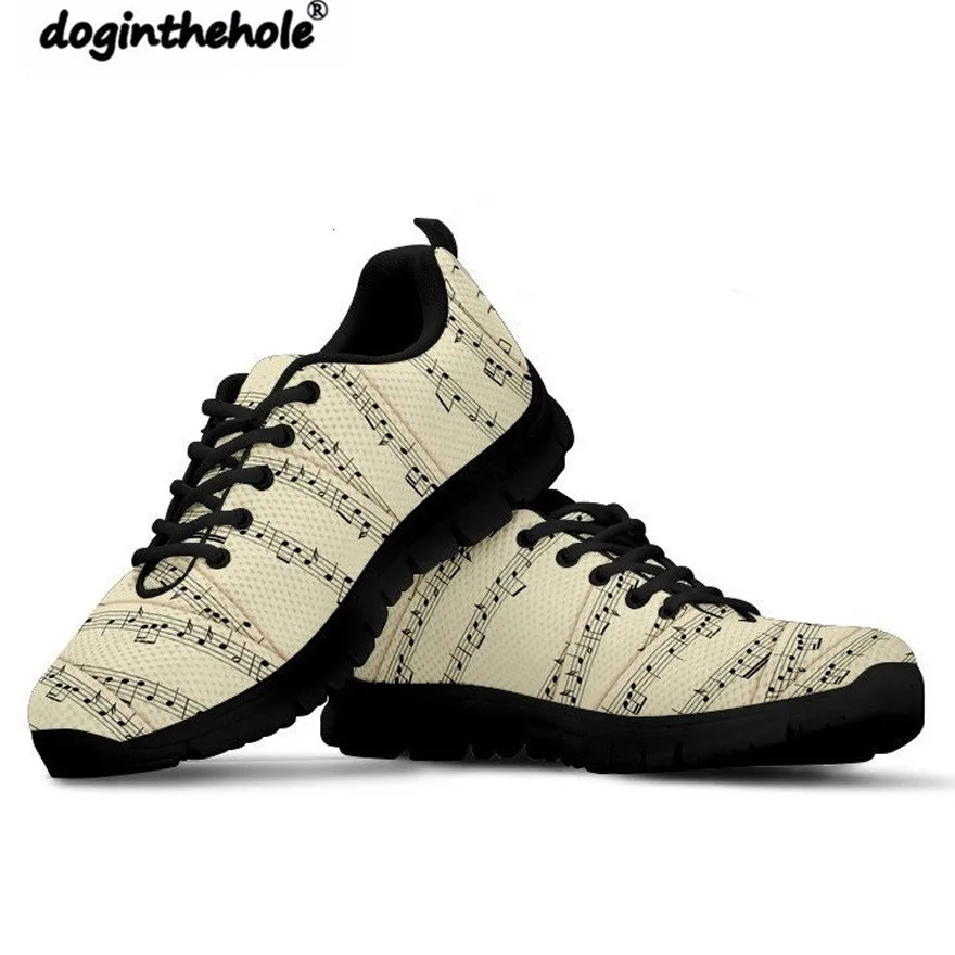

Doginthehole Sheet Music Sneakers Walking Shoes Women Outdoor Breathable Mesh Sports Shoes Lightweight Slip-On Autumn Spring