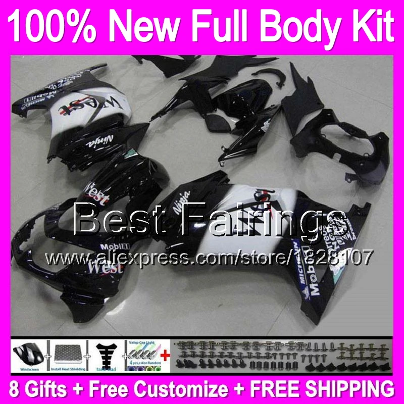 

+decal+Tank 08 09 10 11 12 black west For Kawasaki Ninja EX250 ZX250R B556 250 white blk 250R 2008 2009 2010 2011 2012 Fairing