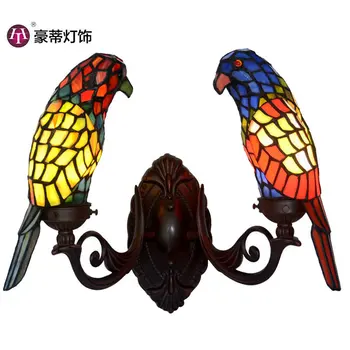 

2015 Top selling wall lamp new exotic decorative lights balcony lights male parrot handmade colored glass wall lamp