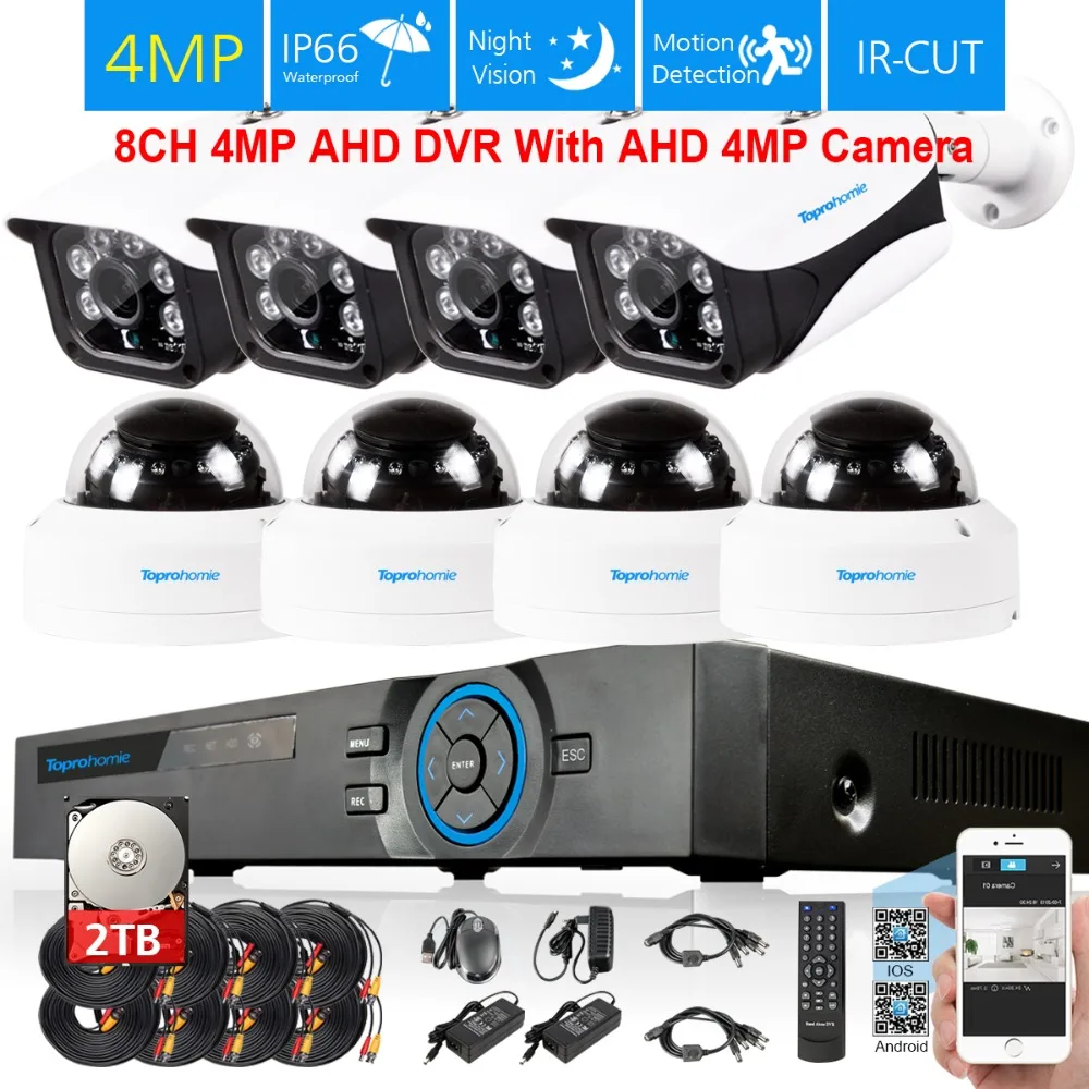 8ch CCTV AHD DVR Системы 8 шт. 4MP HD 2592*1520 IP66 Водонепроницаемая Для дома и улицы